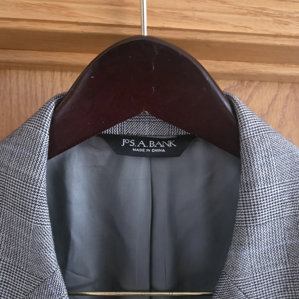 Jos. A. Bank‎ Sig. Collection 42R Plaid Gray Silk/Cashmere Blend Jacket Blazer